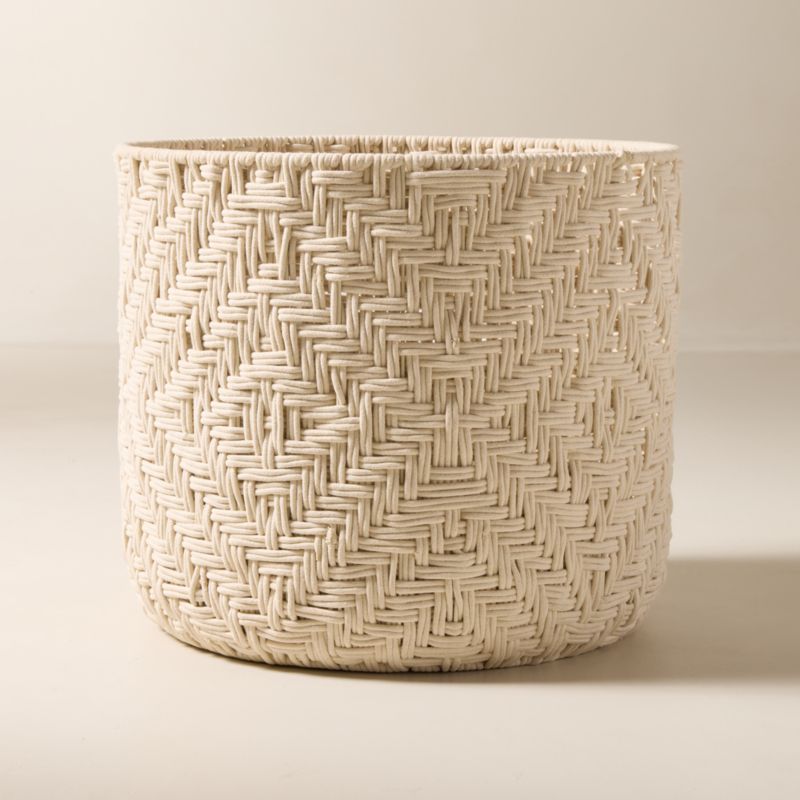 View Rowen Handwoven Round White Cotton Storage Basket XL details
