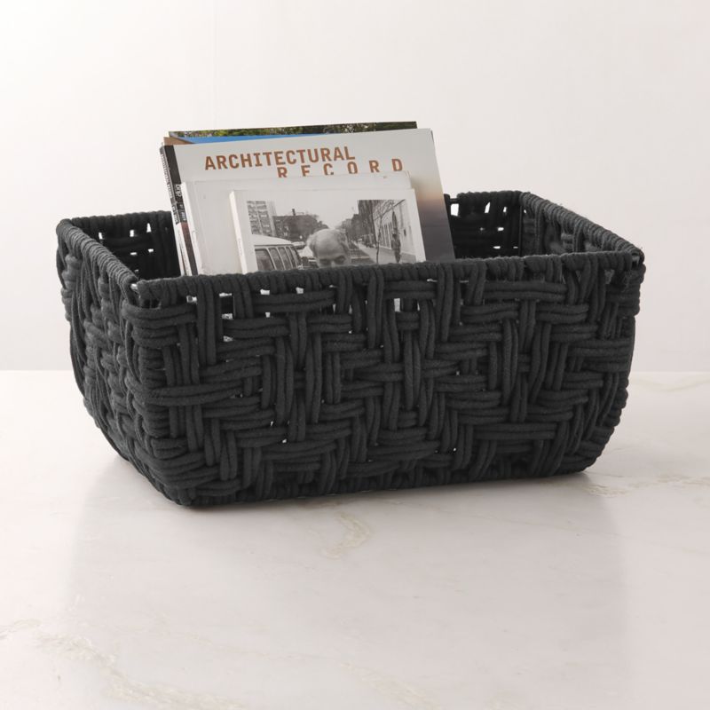 Rowen Handwoven Rectangle Black Cotton Storage Basket Small - image 2 of 4