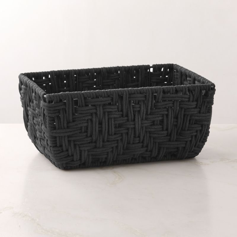 Rowen Handwoven Rectangle Black Cotton Storage Basket Small - image 0 of 4