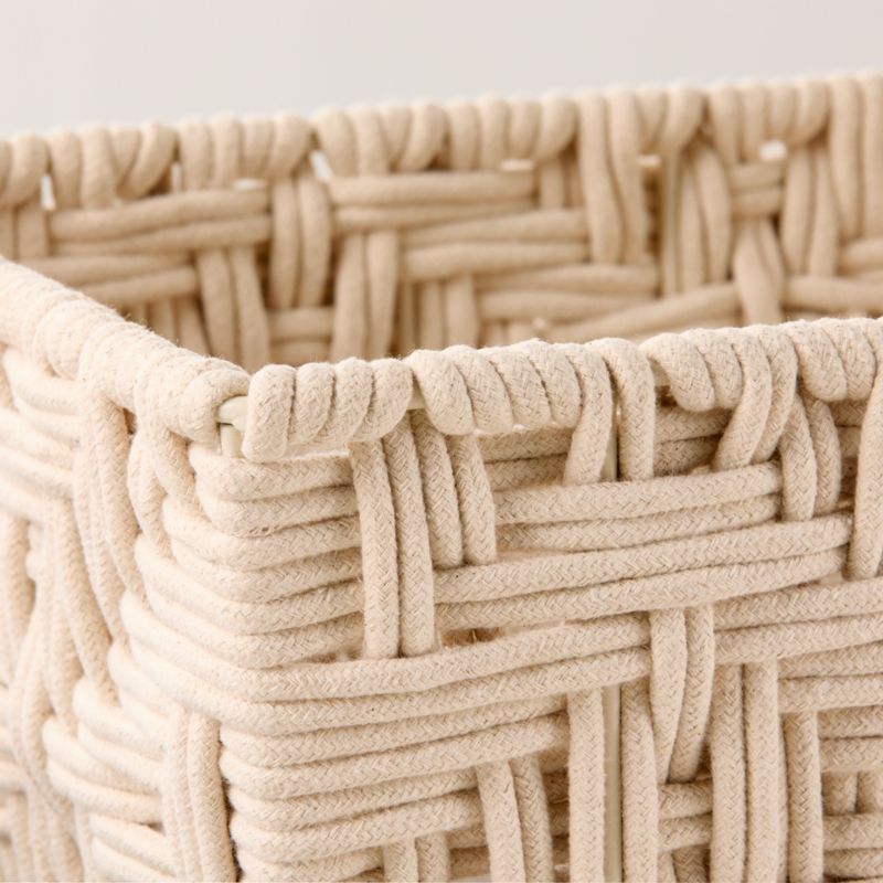 Rowen Handwoven Rectangle White Cotton Storage Basket Small - image 3 of 4