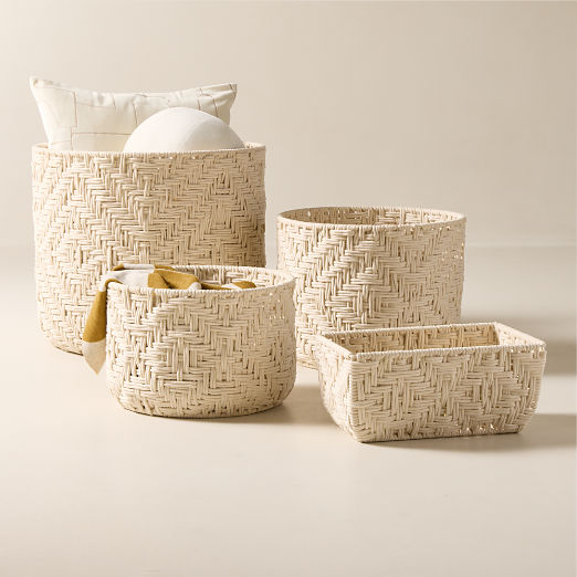 Rowen Handwoven White Cotton Storage Baskets