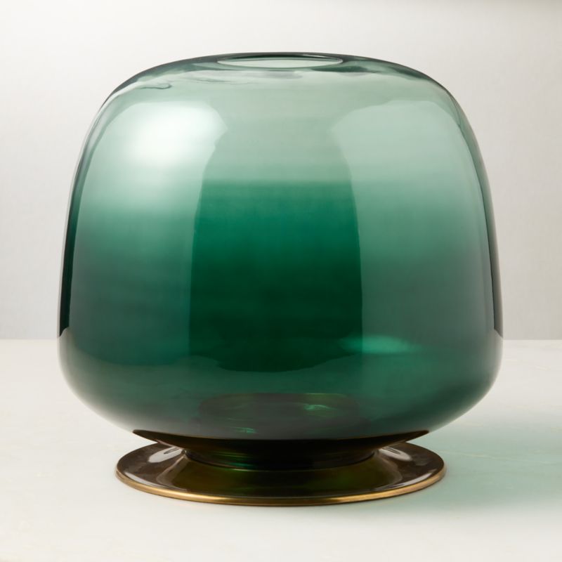 Roxana Ombre Forest Green Glass Hurricane Candle Holder - image 3 of 4