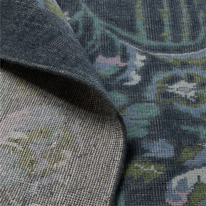 Roza Hand-Knotted Navy Blue Floral New Zealand Wool Area Rug 8'x10' - image 3 of 4