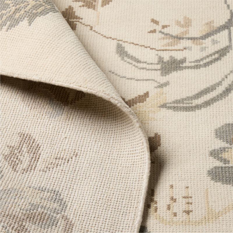 Roza Hand-Knotted Taupe Floral New Zealand Wool Area Rug 8'x10' - image 3 of 4