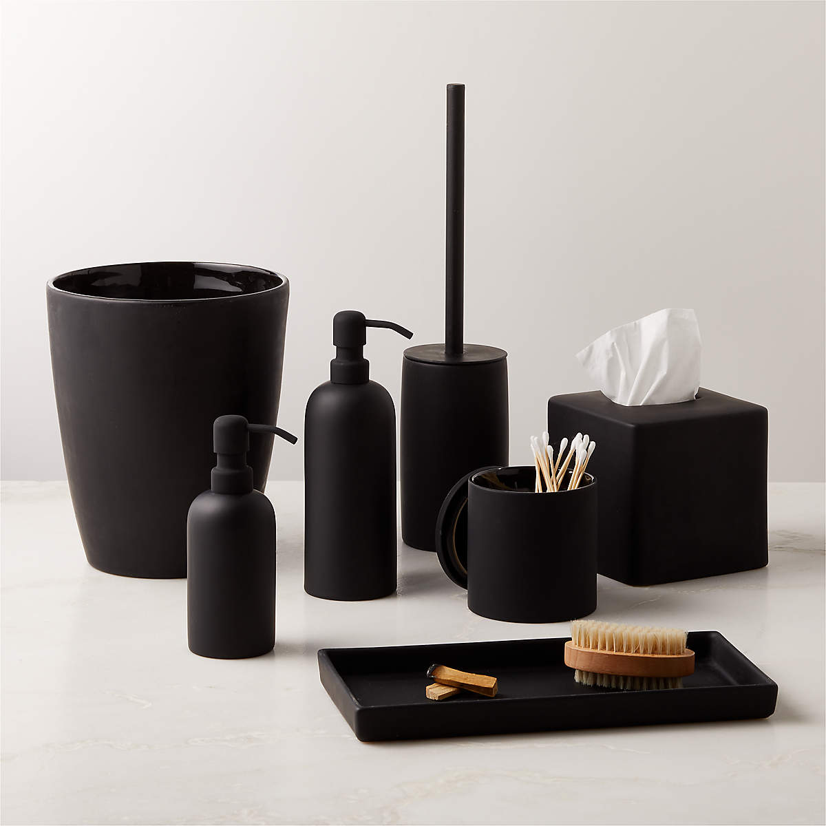 Rubber Coated Modern Black Bath Accessories CB2