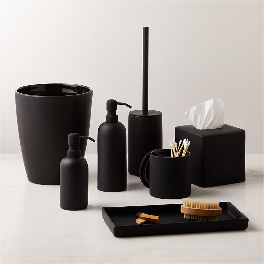 Rubber-Coated Black Bath Accessories