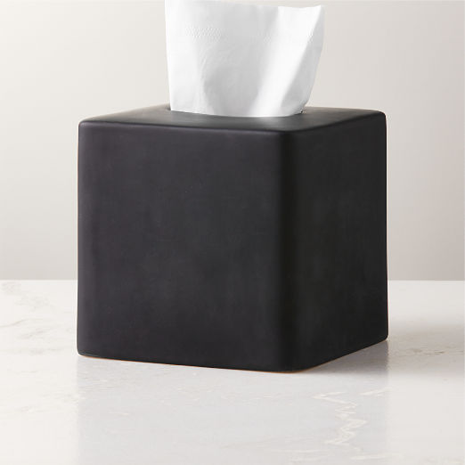 Rubber-Coated Black Tissue Box Cover