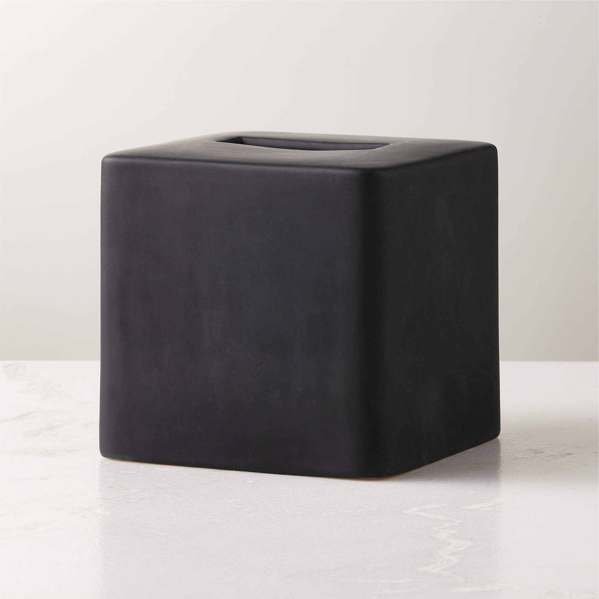 RubberCoated Black Tissue Box Cover + Reviews CB2