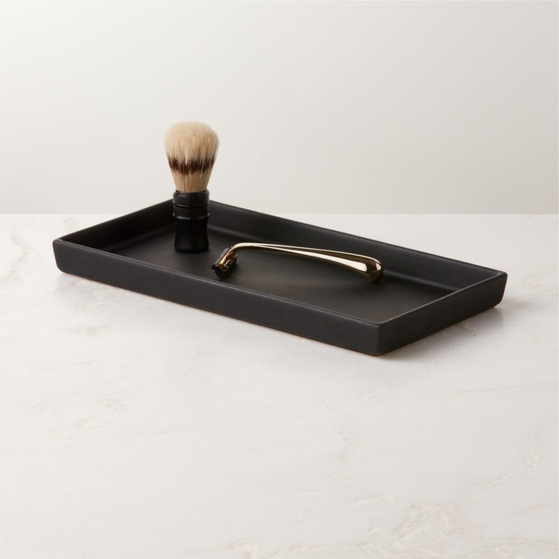 Rubber Coated Black Modern Vanity Tray + Reviews