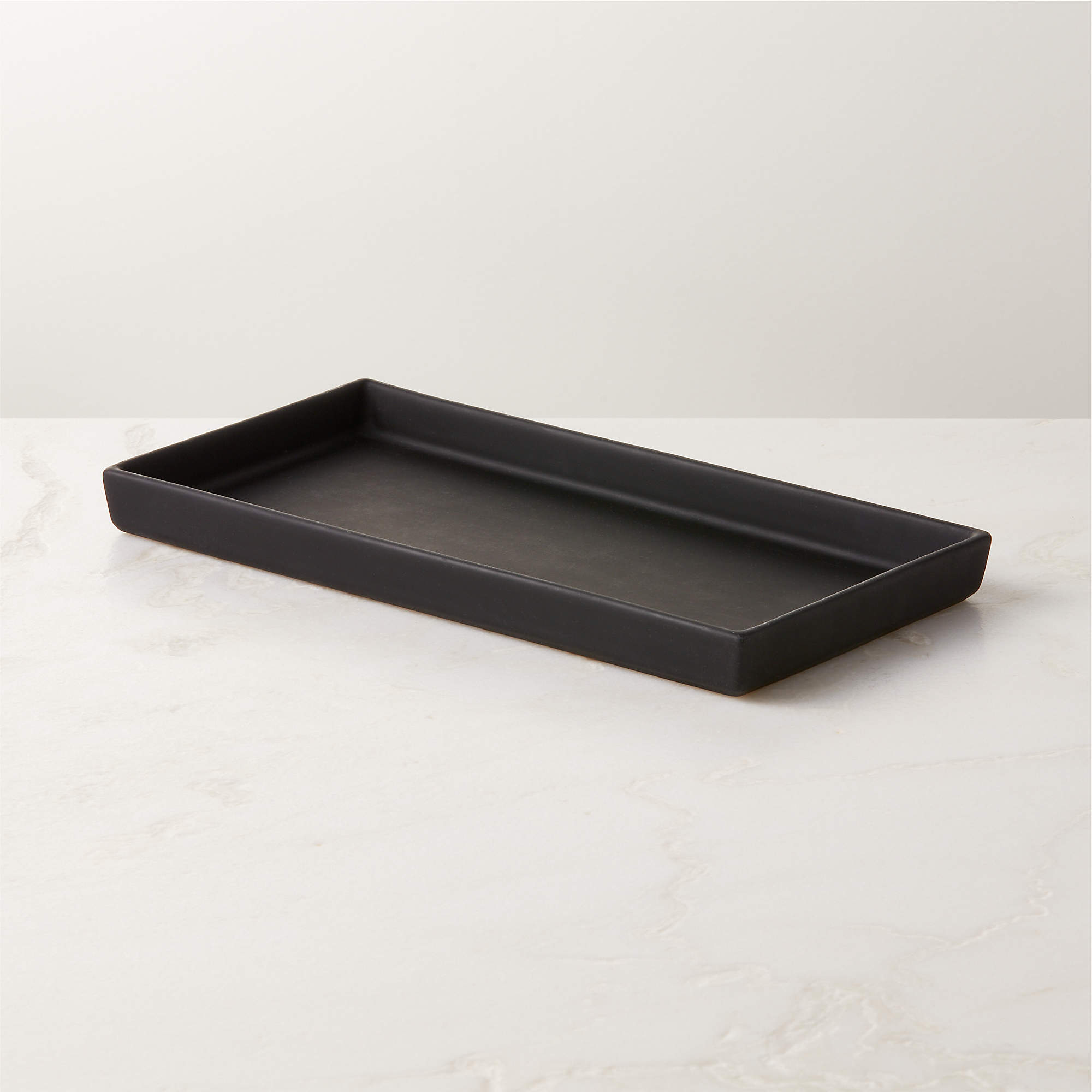 Rubber Coated Black Modern Vanity Tray + Reviews CB2
