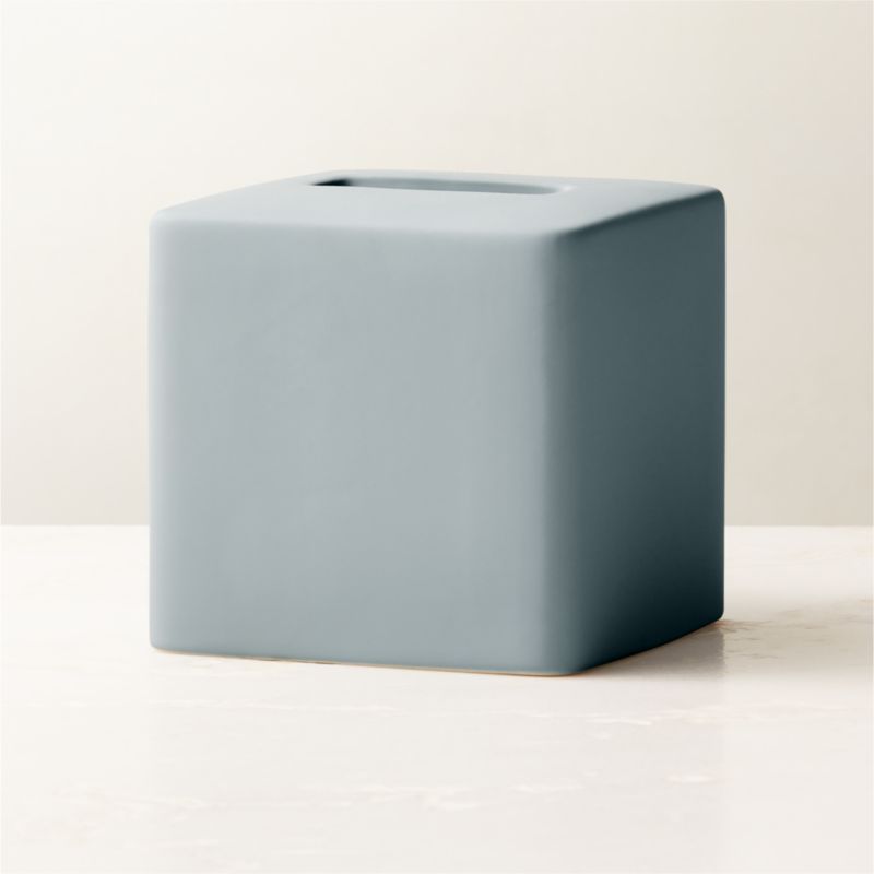 Rubber-Coated Blue Tissue Box Cover - image 0 of 8