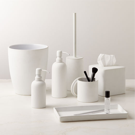 Rubber-Coated White Bath Accessories