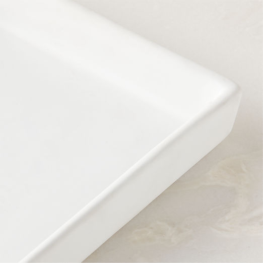 Rubber-Coated White Vanity Tray