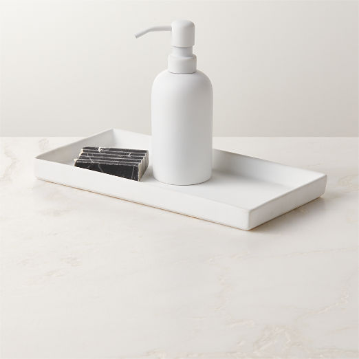 Rubber-Coated White Vanity Tray