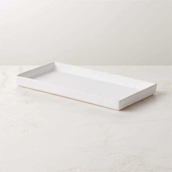 Rubber-Coated White Vanity Tray