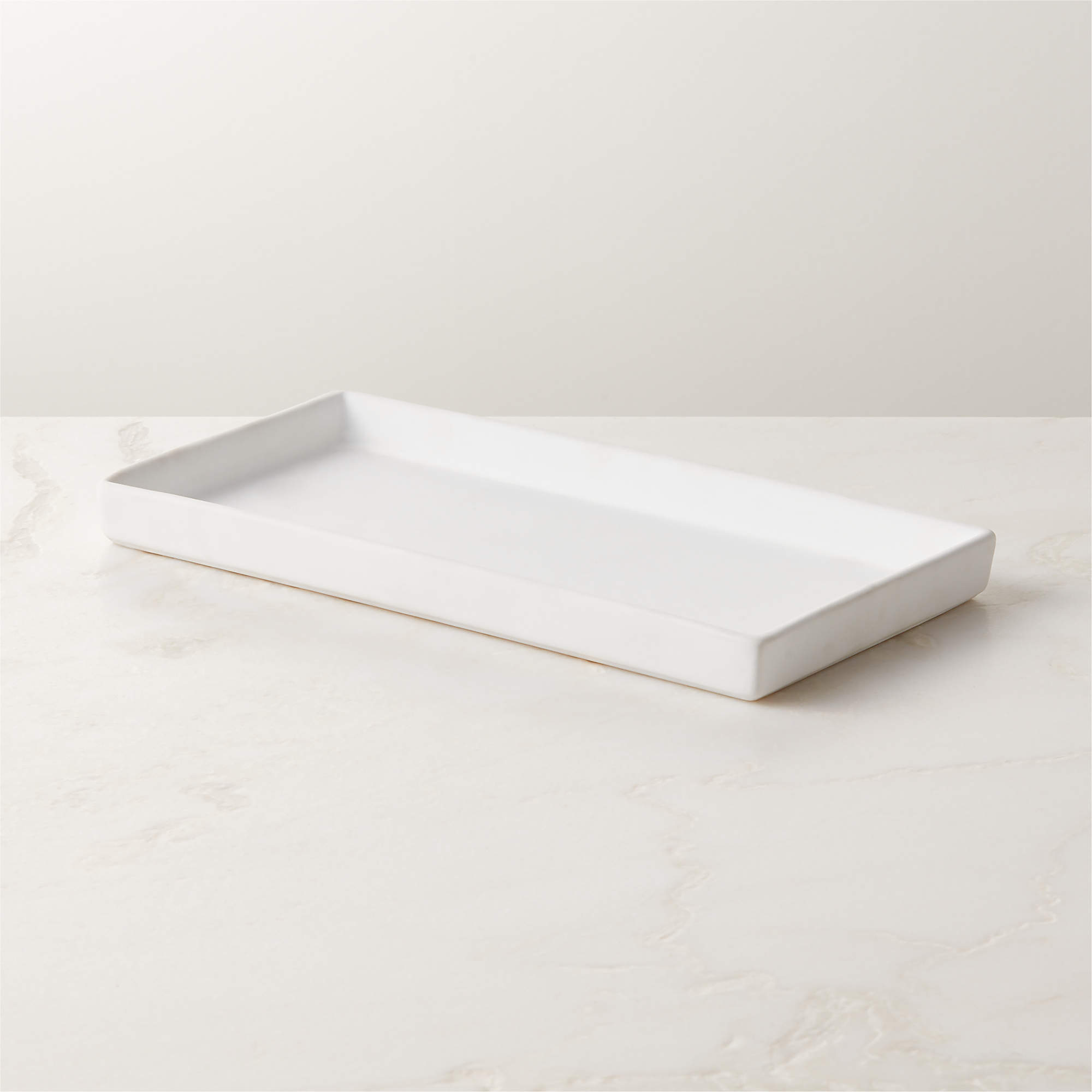 White Rubber Coated Modern Vanity Tray + Reviews CB2