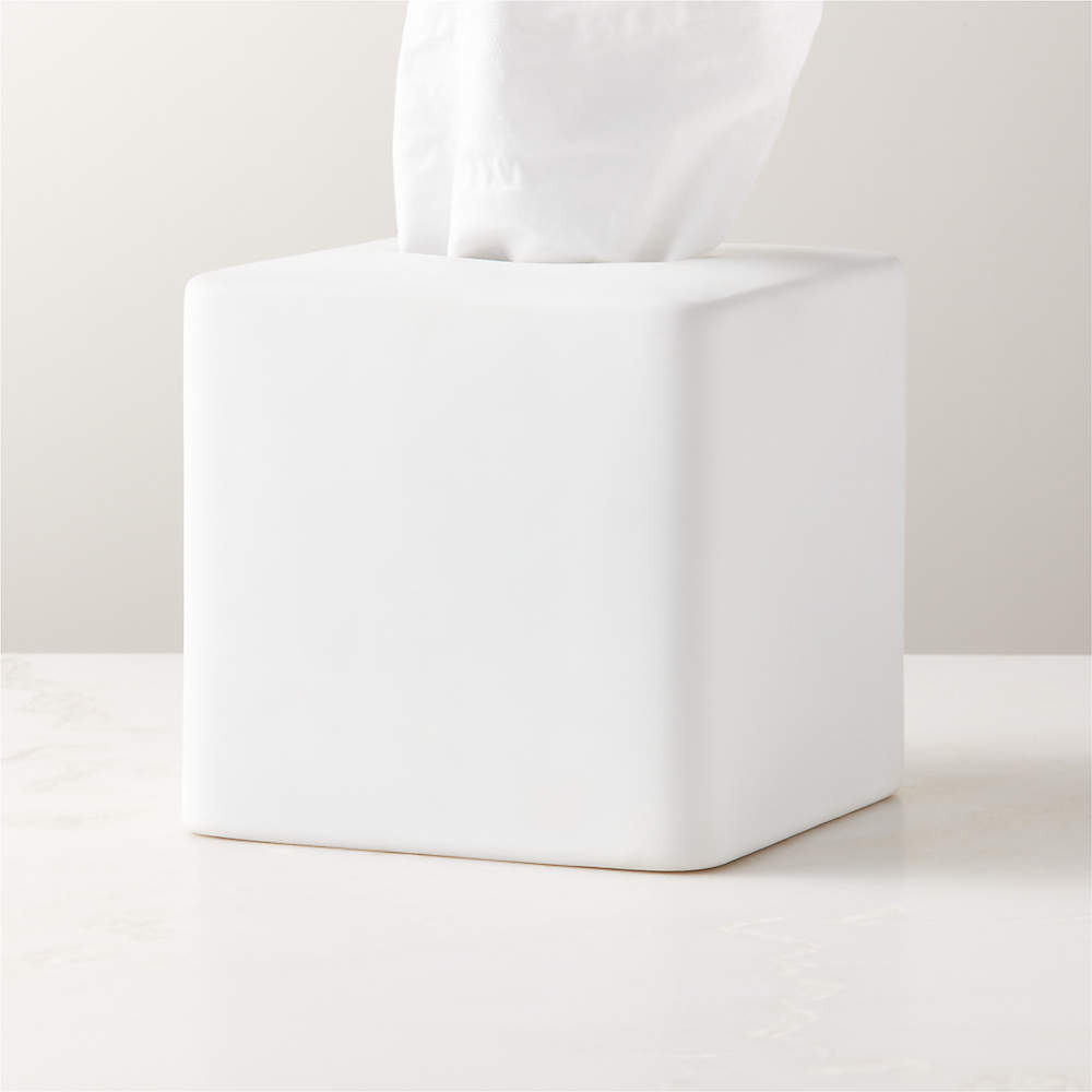 mDesign Metal Square Tissue Box Cover for Bathroom - Black