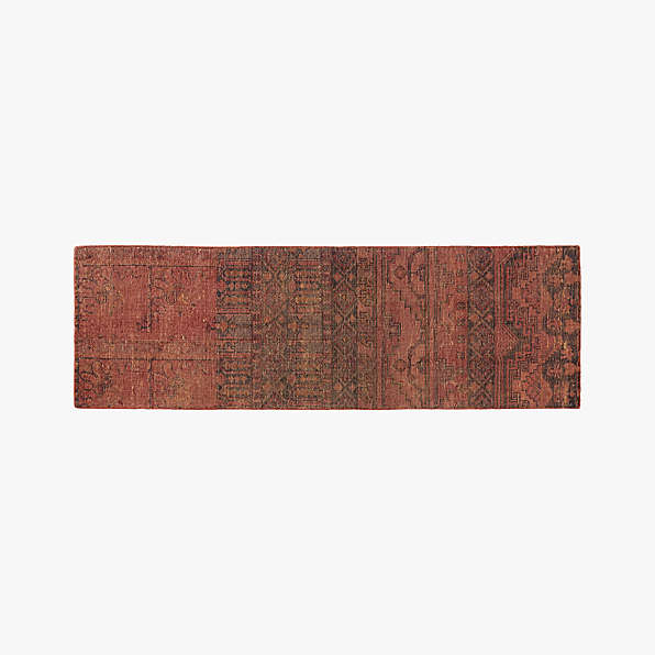 Eros Hand-Knotted Red and Blue Hallway Runner Rug 2.5'x8' +