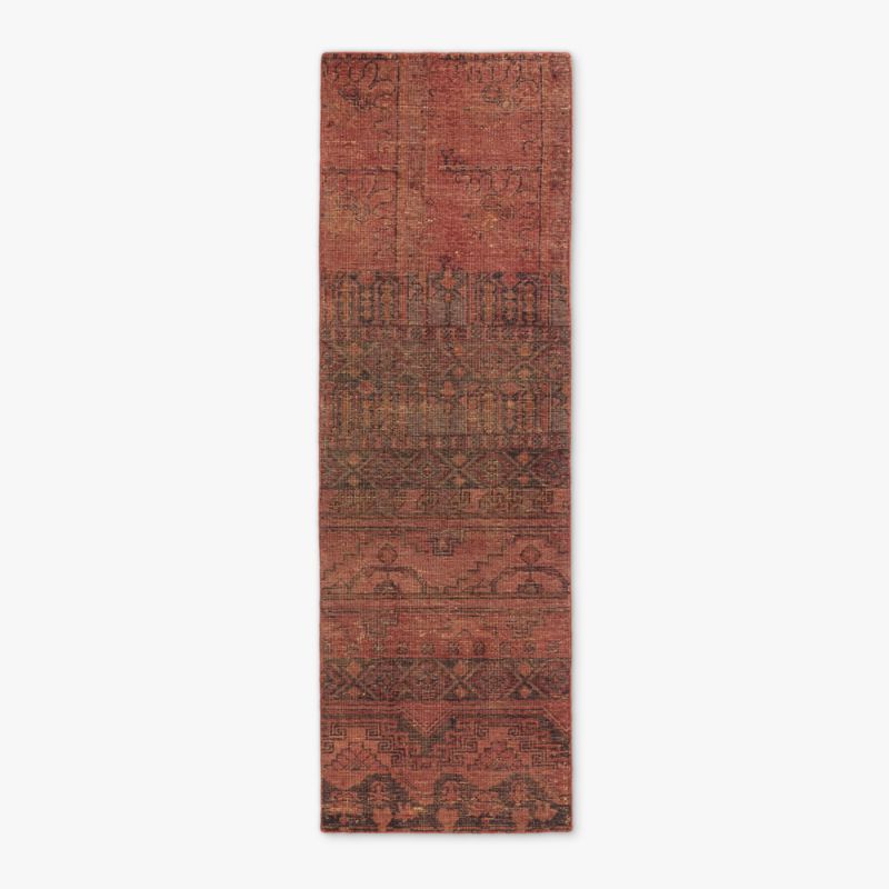 View Rubie Hand-Knotted Red Cotton/Wool Runner Rug 2.5'x8' details