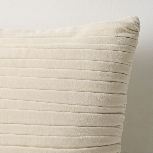 Ruched Ivory Velvet Throw Pillow 20"x20" by Todd Snyder
