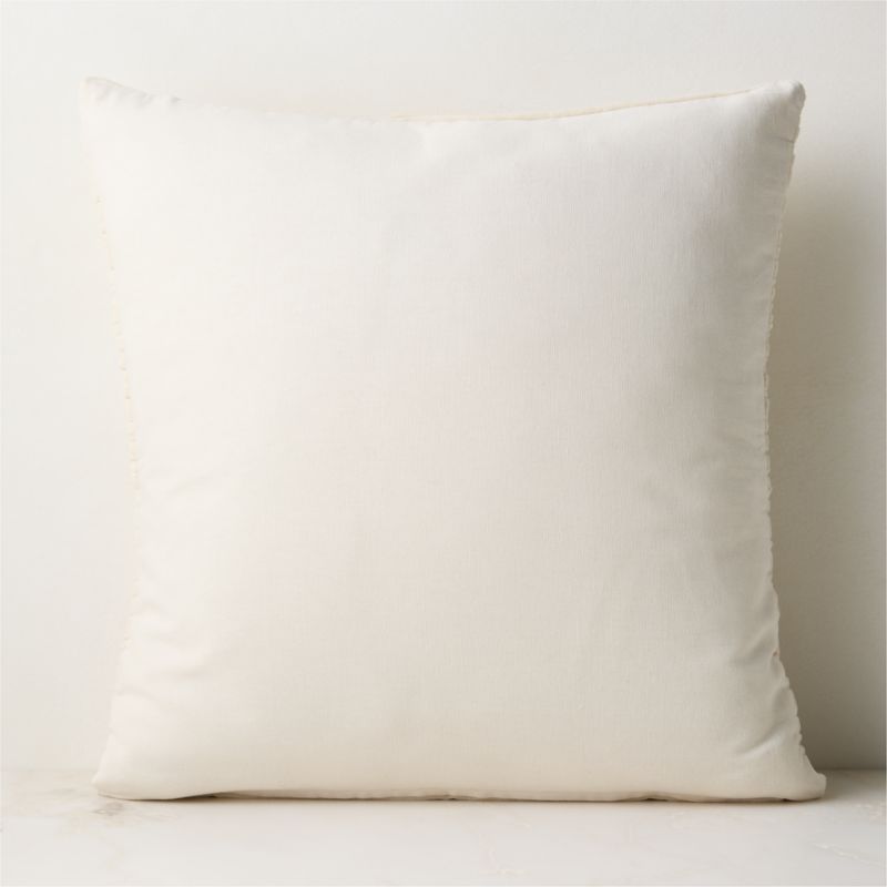 Ruched Ivory Velvet Throw Pillow with Down-Alternative Insert 20"x20" by Todd Snyder - image 2 of 5