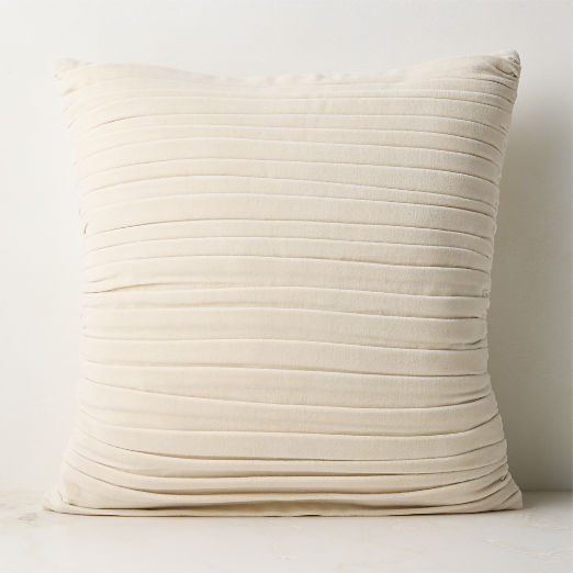 Ruched Ivory Velvet Throw Pillow 20"x20" by Todd Snyder