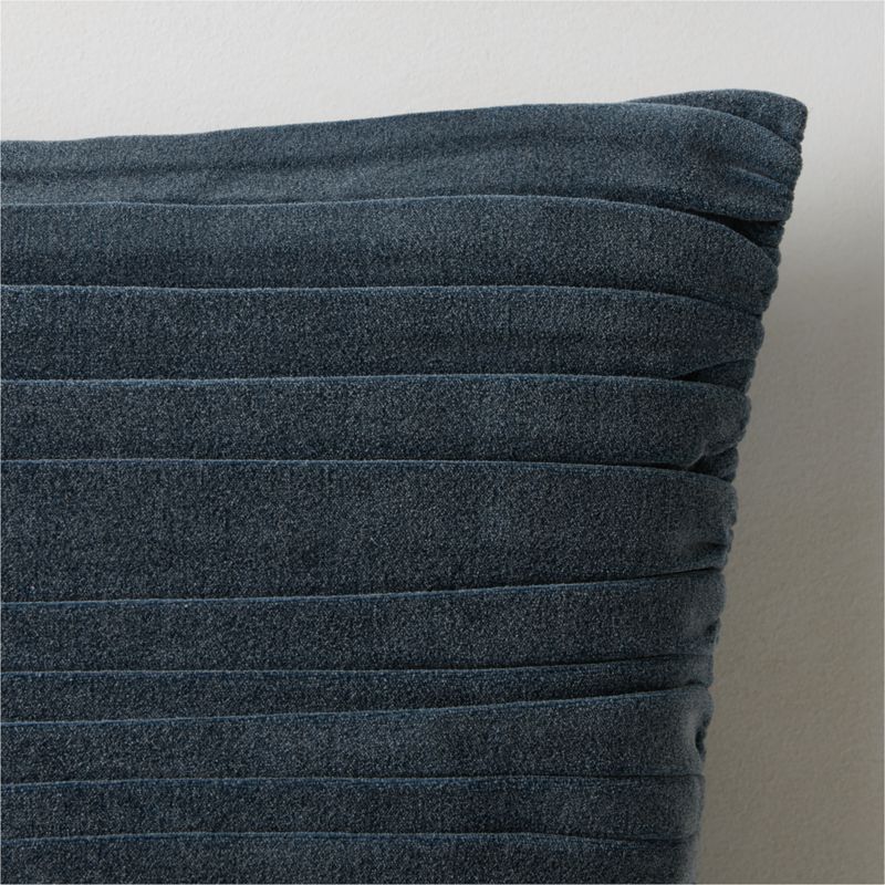 Ruched Navy Velvet Throw Pillow with Down-Alternative Insert 20"x20" by Todd Snyder - image 1 of 5