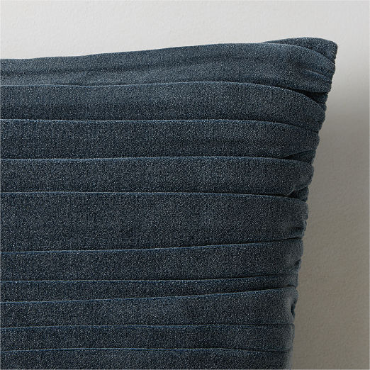 Ruched Navy Velvet Throw Pillow with Feather-Down Insert 20"x20" by Todd Snyder