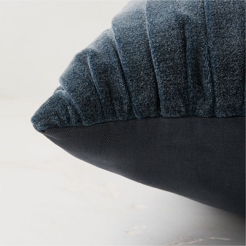 Ruched Navy Velvet Throw Pillow with Down-Alternative Insert 20"x20" by Todd Snyder - image 3 of 5