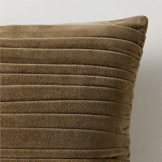 Ruched Olive Green Velvet Throw Pillow 20"x20" by Todd Snyder
