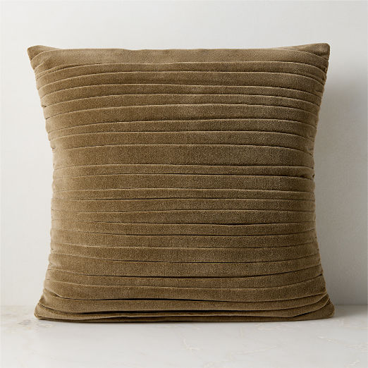Ruched Olive Green Velvet Throw Pillow 20"x20" by Todd Snyder