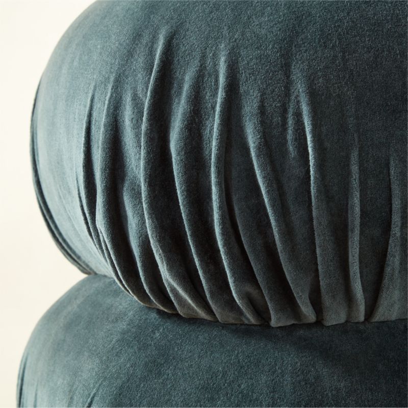 Ruched Dark Teal Velvet Pouf - image 5 of 10