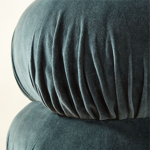 Ruched Dark Teal Velvet Pouf