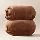 Ruched Dark Beige Velvet Pouf