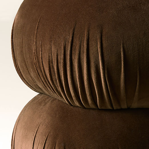 Ruched Chocolate Velvet Brown Pouf