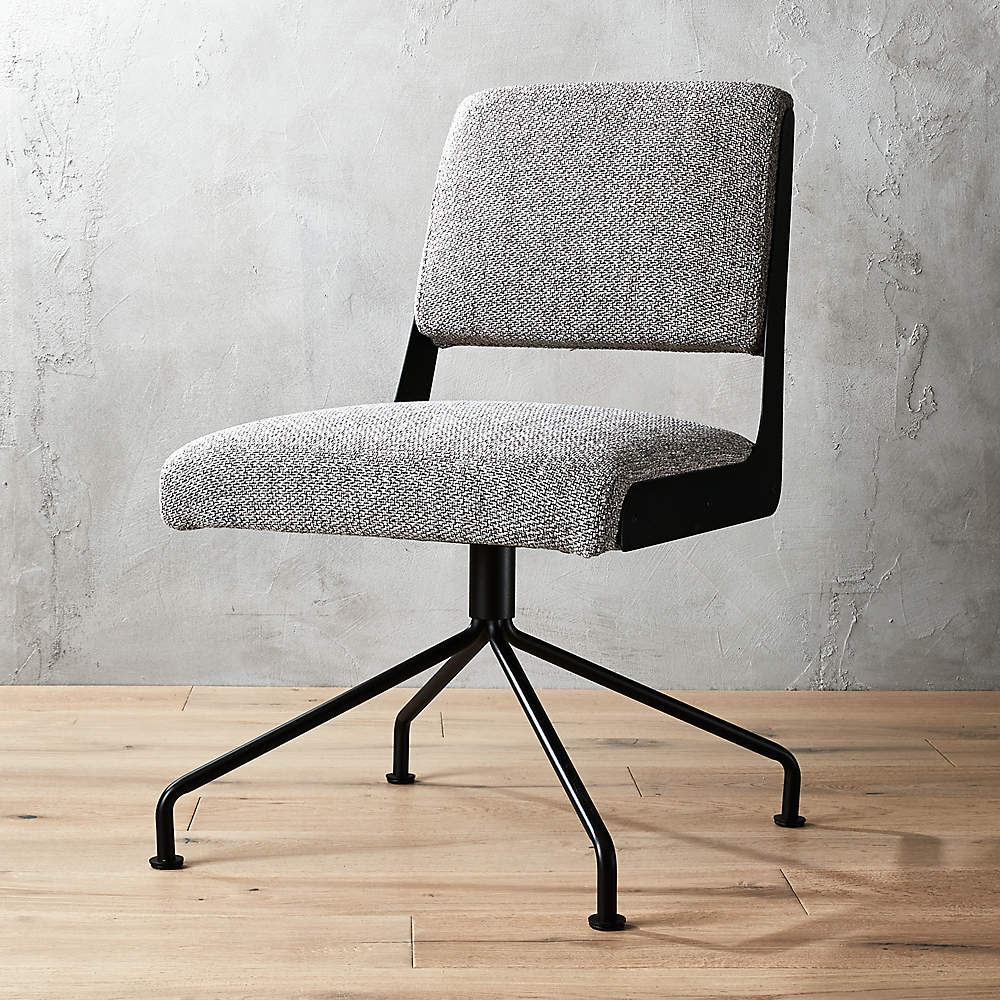 Rue Cambon Grey Tweed Office Chair, Rue Storage Swivel Vanity Stool