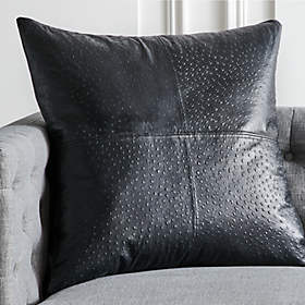 Surat Brown Embossed Leather Throw Pillow with Down-Alternative Insert 18''  + Reviews