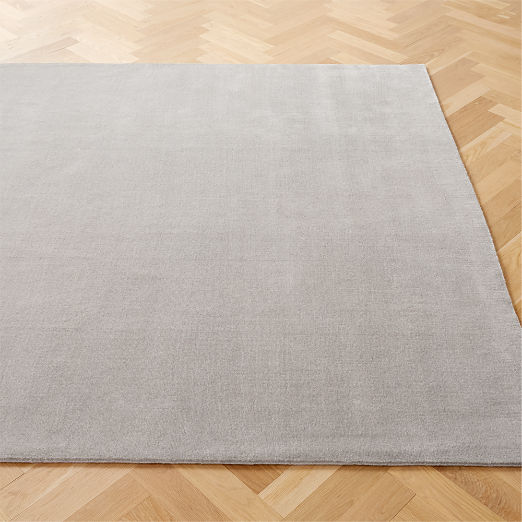 Ruena Handloomed Light Grey New Zealand Wool Area Rug 6'x9'