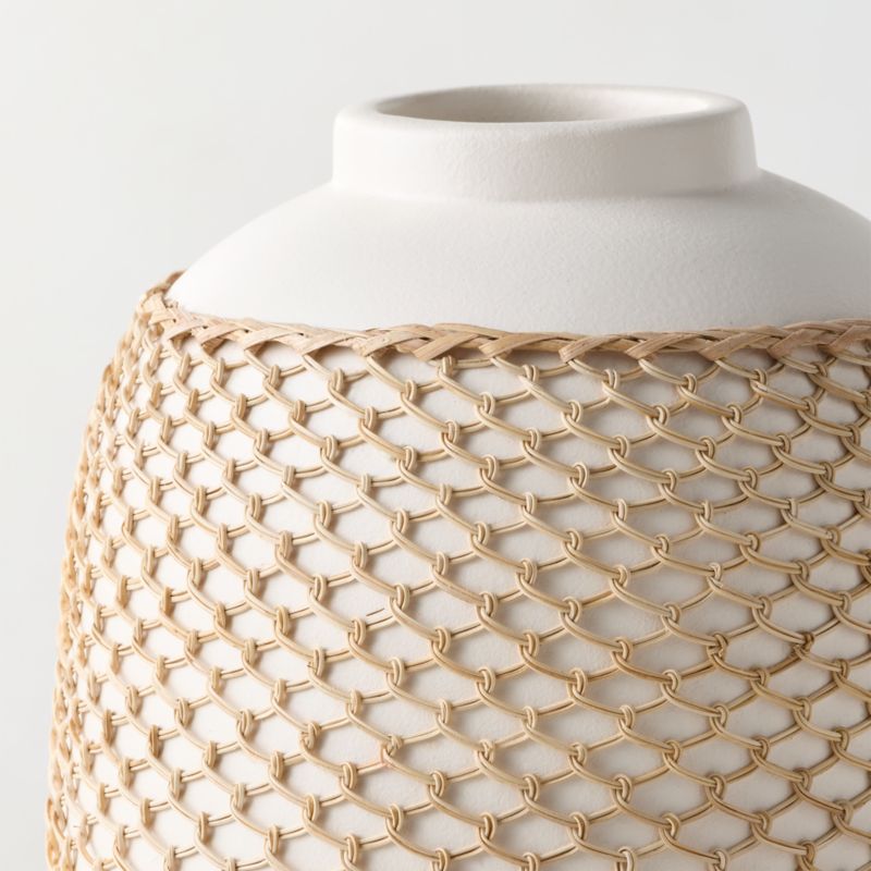 Rumi White Terracotta and Rattan Vase 18" - image 1 of 4