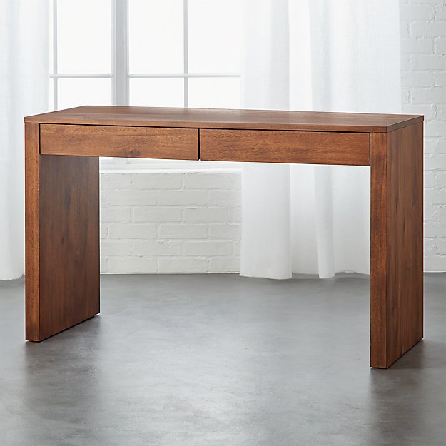 Runway Modern 2 Drawer Acacia Wood Desk Reviews CB2