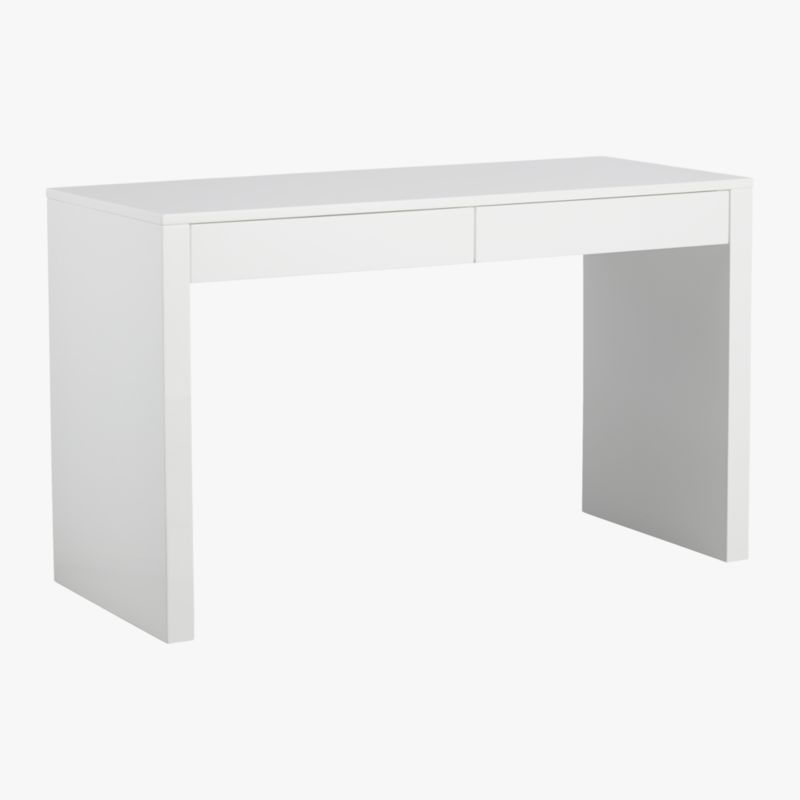 Runway 2-Drawer White Lacquered Wood Desk - image 6 of 13