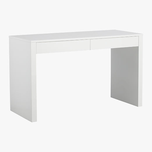 Runway 2-Drawer White Lacquered Wood Desk