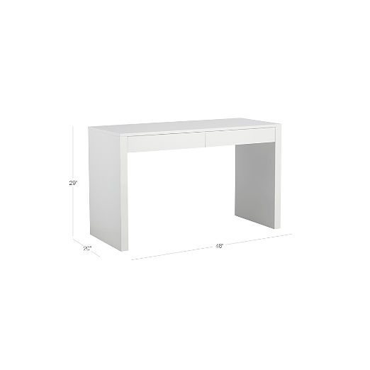 Runway 2-Drawer White Lacquered Wood Desk