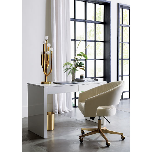 Runway 48" 2-Drawer White Lacquered Wood Desk