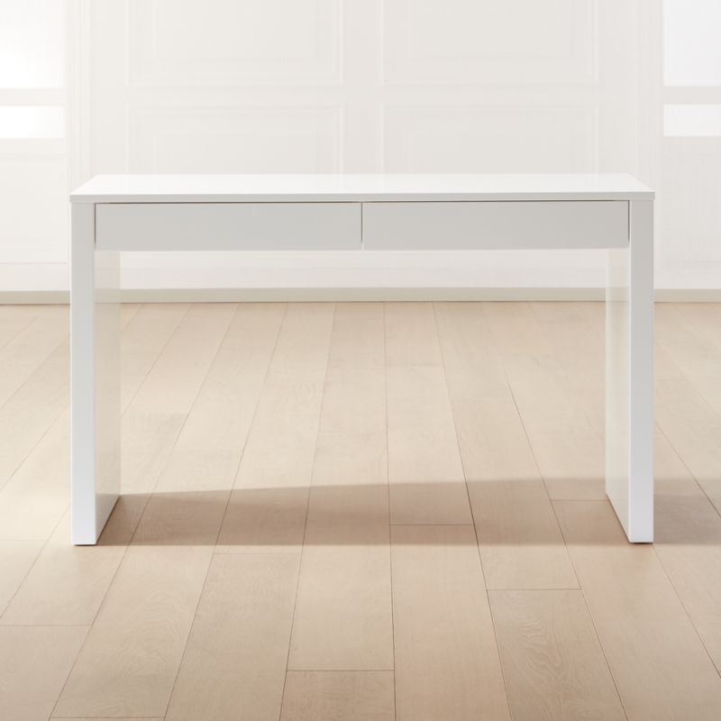 View Runway 48" 2-Drawer White Lacquered Wood Desk details