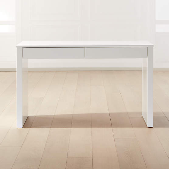 Runway 2-Drawer White Lacquered Wood Desk