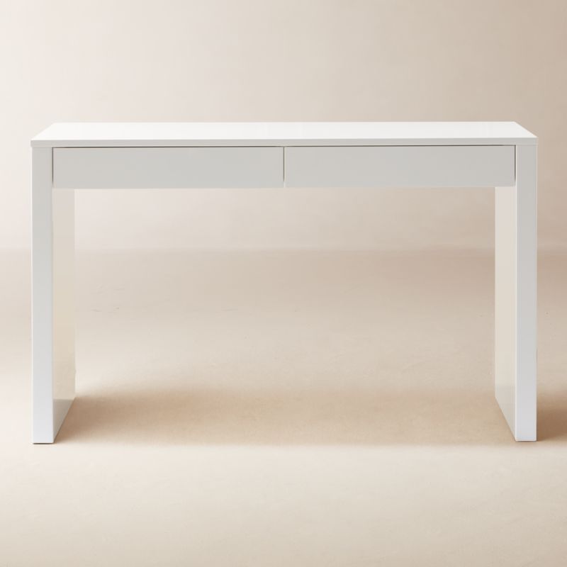 View Runway 48" 2-Drawer White Lacquered Wood Desk details
