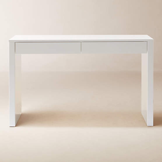 Runway 48" 2-Drawer White Lacquered Wood Desk