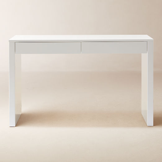 Runway 48" 2-Drawer White Lacquered Wood Desk