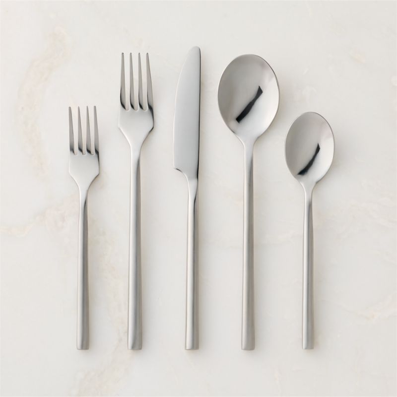 View Rush 20-Piece Brushed Silver Flatware Set details